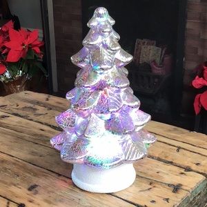 Roman Inc. silvered mercury glass tree w LEDs